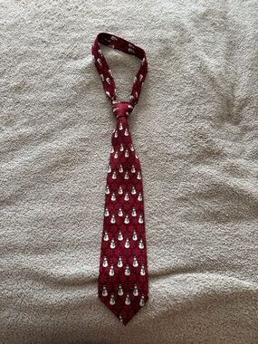 Men's Red Snowman Pattern Silk Tie